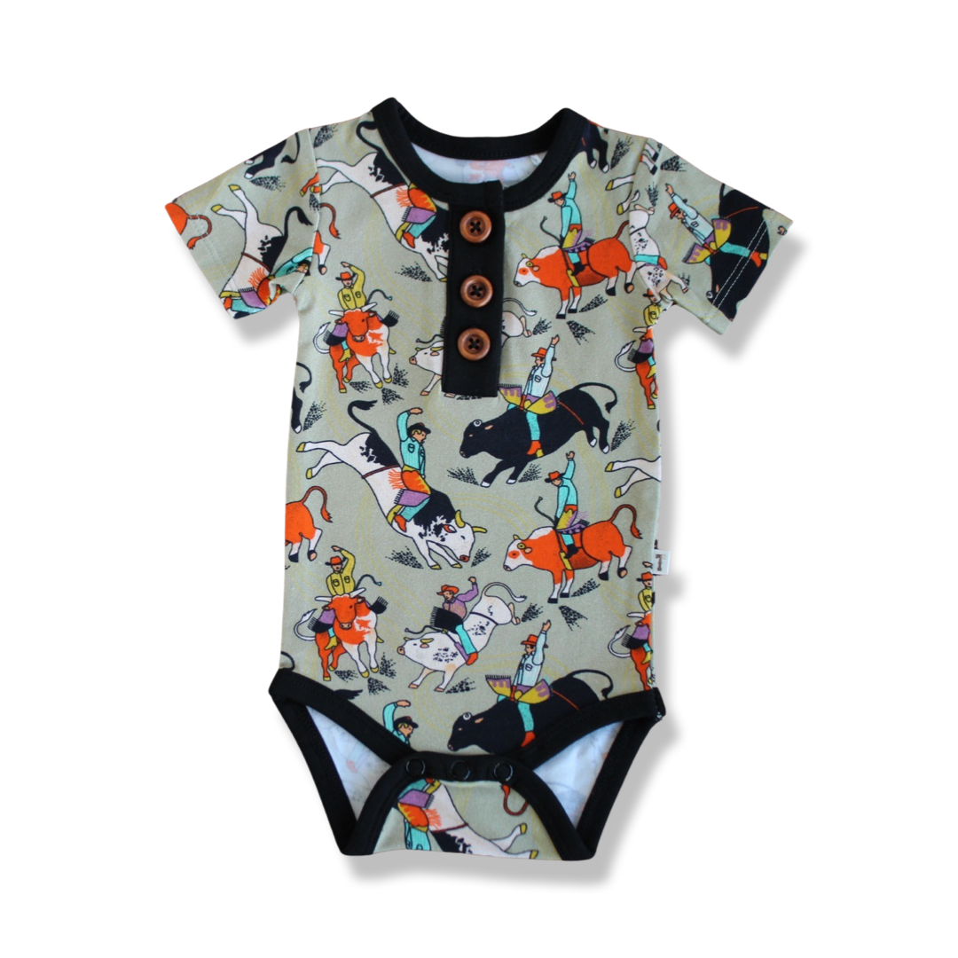 Bull Rider Baby Henley Bodysuit