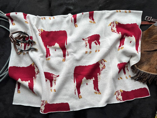 Vintage Herefords Knitted Baby Blanket