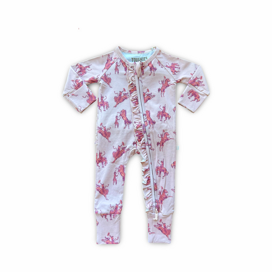Bubblegum Pink Broncs Convertible Ruffle One-piece
